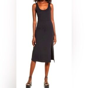 OPEN EDIT Black Scoopneck Sleeveless Midi Dress - XS